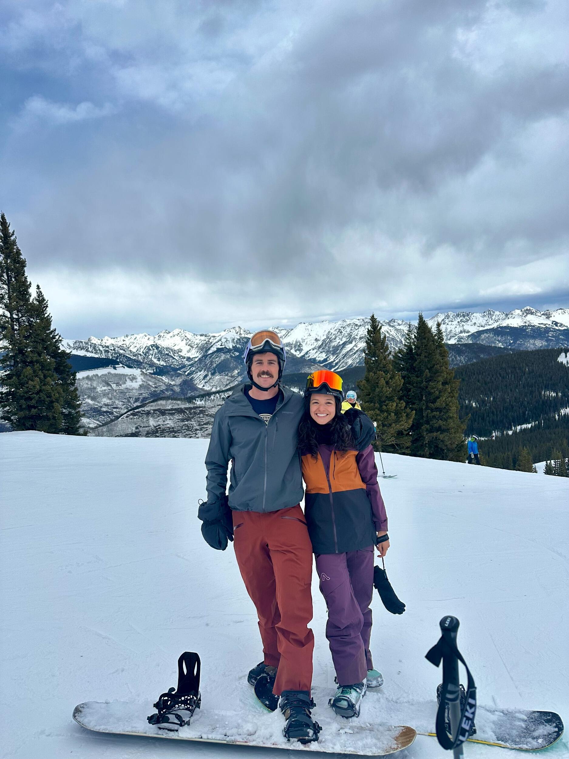 Duncan moved in with Bre in Denver, where their novice snowboarding era officially began.