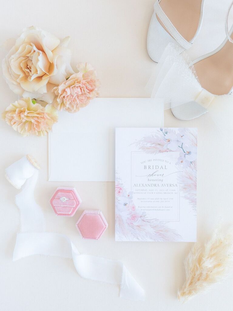 Pink-and-purple invitation for wedding shower