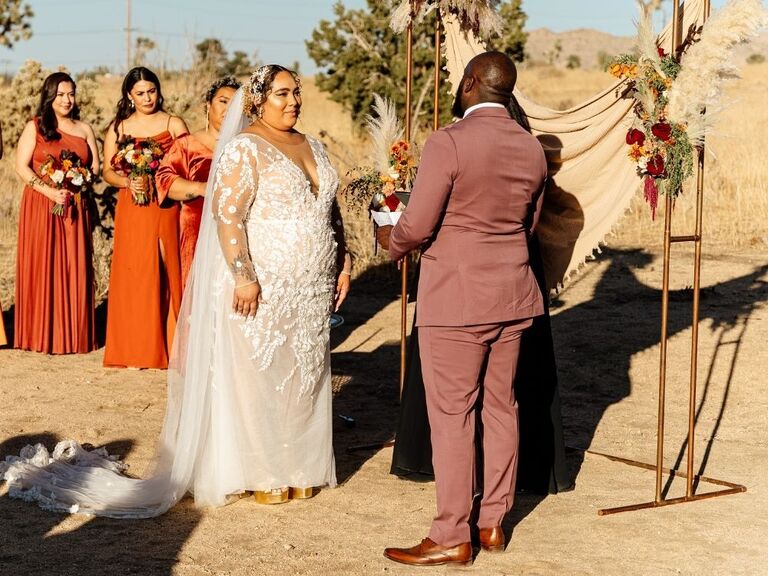bride and groom exchanging wedding vows during wedding ceremony