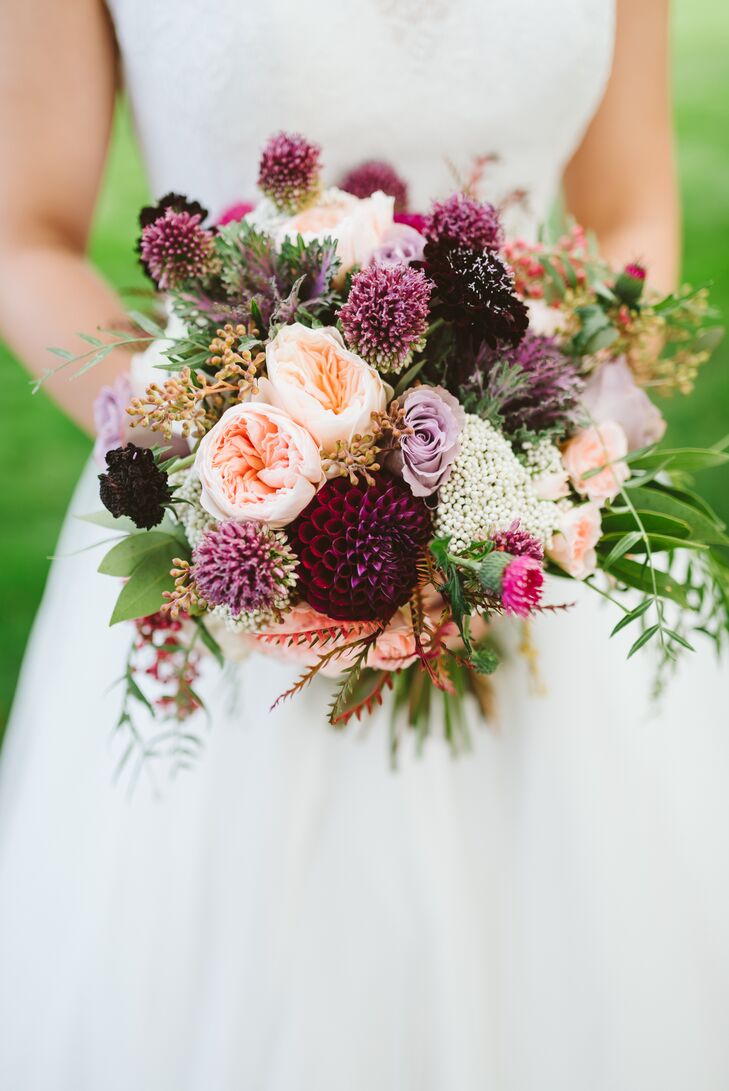 Purple Garden Rose and Dahlia Bouquet