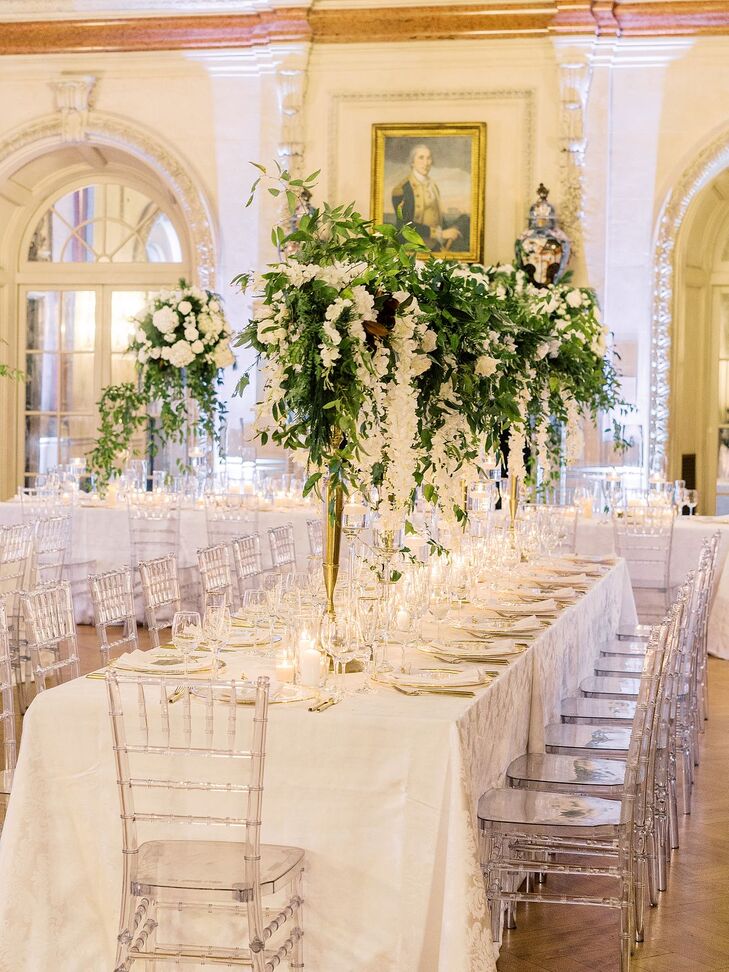 White-Hued Wedding Reception with Lucite Details