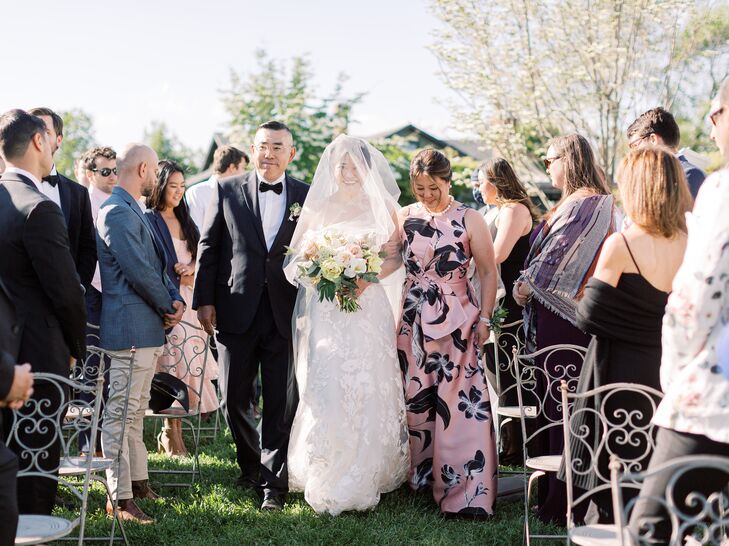 Bridal Processional With Mother and Father at Market at Grelen in Somerset, Virginia