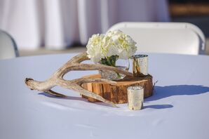 Wood, Antler and Hydrangea Centerpieces