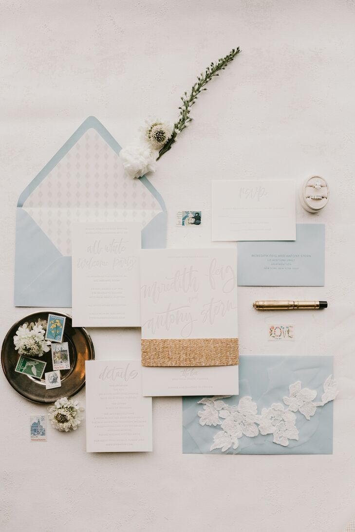 Classic White and Powder-Blue Invitations