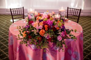 Colorful Rose Sweetheart Table Centerpiece