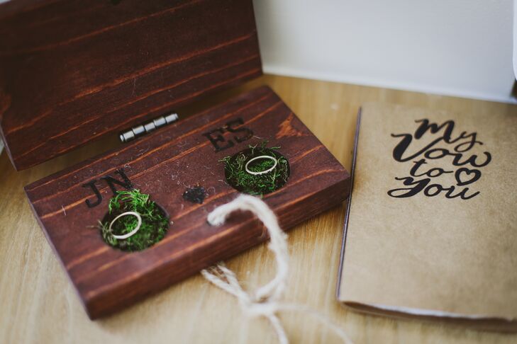 Personalized Wood and Moss Ring Box