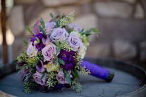 Purple and Green Bouquet with Wrap