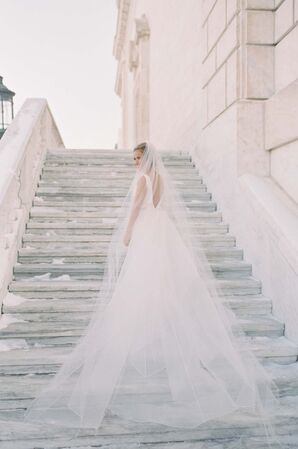 Bride with Veil at Detroit Institute of Arts Wedding