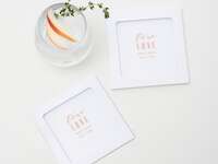 Simple glass coasters with 'True love' in gold type