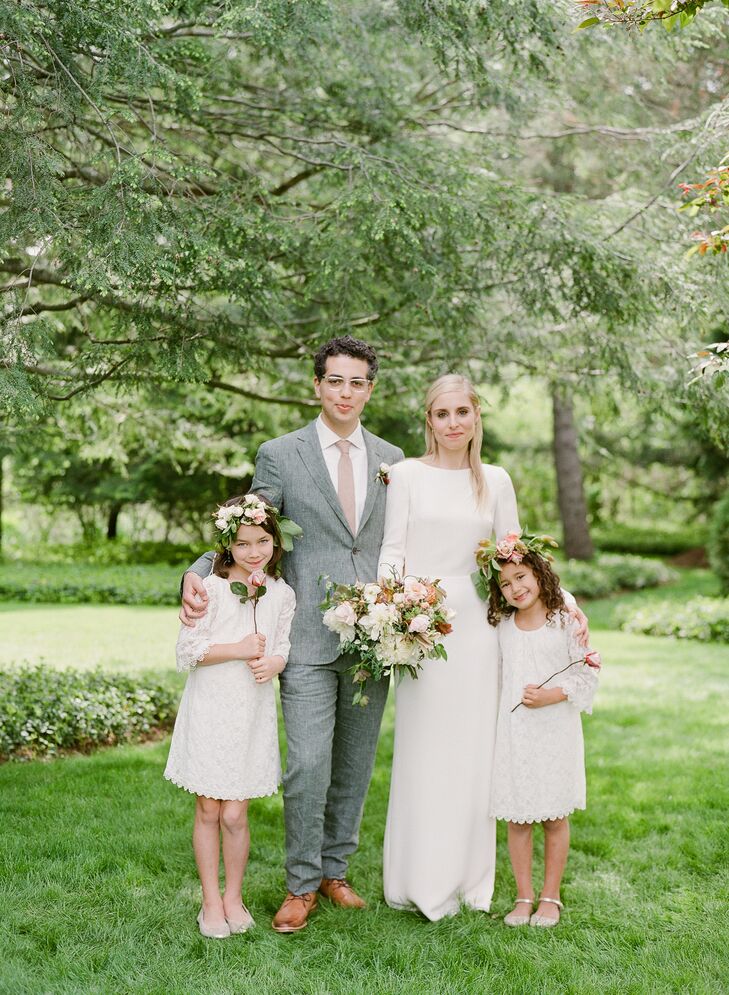 The flowers girls each wore lush flower crowns for their walk down the aisle.