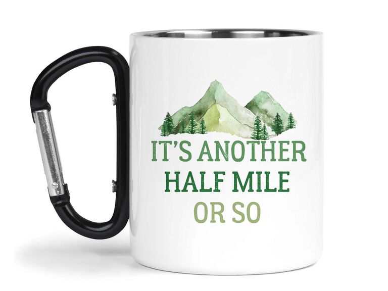 Stainless steel mug with carabiner handle funny gift for hikers