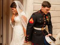 Viral photo of marine praying with bride on wedding day 