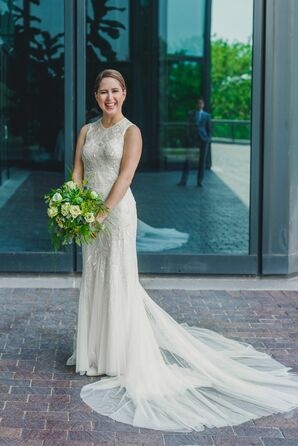 Beaded Tulle Wedding Dress with Train