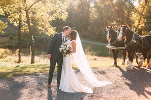 Bride and Groom at Their Rustic Glam Wedding