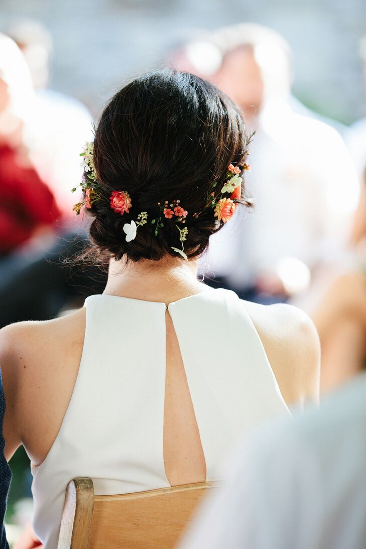 Whimsical Updo with Colorful Flowers