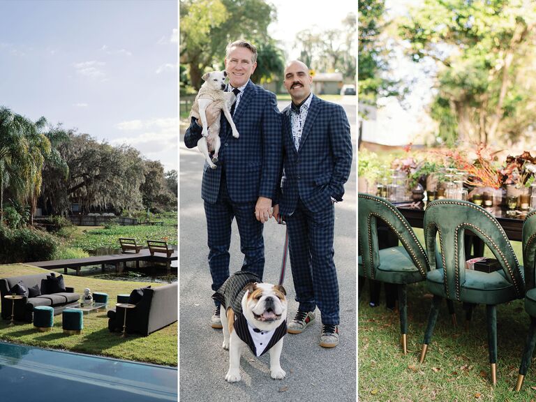 collage of jewel-tone wedding at private residence
