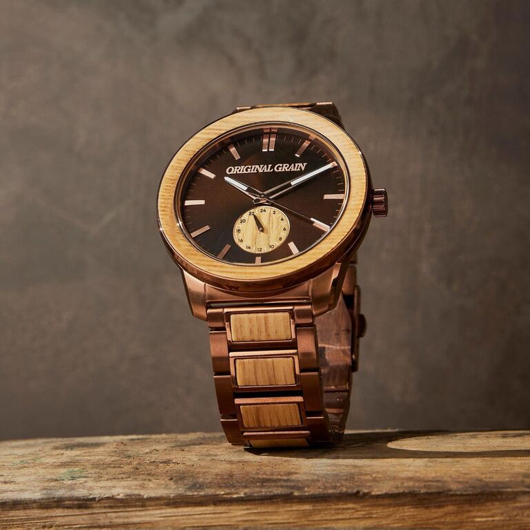 Whiskey-barrel watch gift idea for husband by Original Grain. 