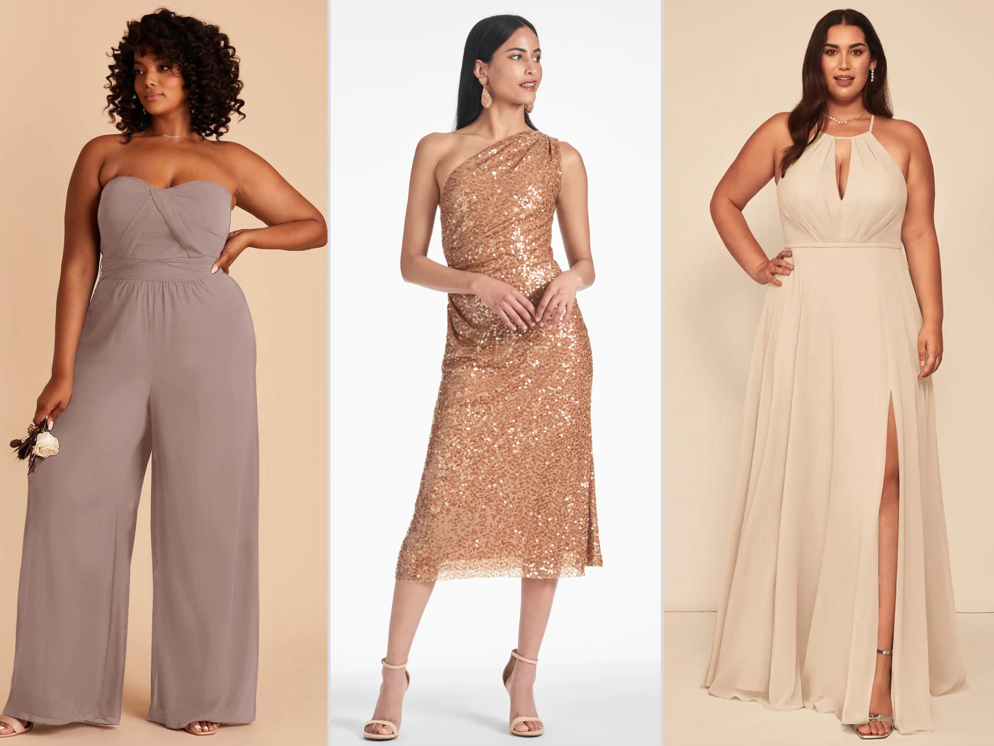 20 Trendy Neutral Bridesmaid Dresses | Taupe, Beige, Brown