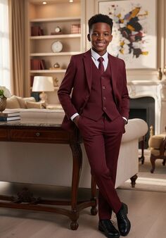 BLACKTIE "Liam" Wine Suit (5-Piece Set) Flower Girl Dress and Ring Bearer Outfit