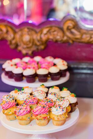 Small Cupcakes With Pink-and-White Frosting and Sprinkles, Carrot Cupcakes