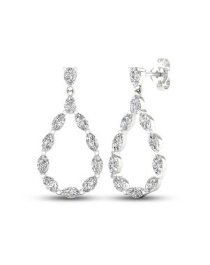 Kay Jewelers Diamond Teardrop Earrings 2 ct tw Marquise & Pear-Shaped 14K White Gold Wedding Earring photo