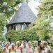 Amy let her seven bridesmaids choose their own dresses. I guided them on color and then let them do their own thing, she says. I loved how it turned out!