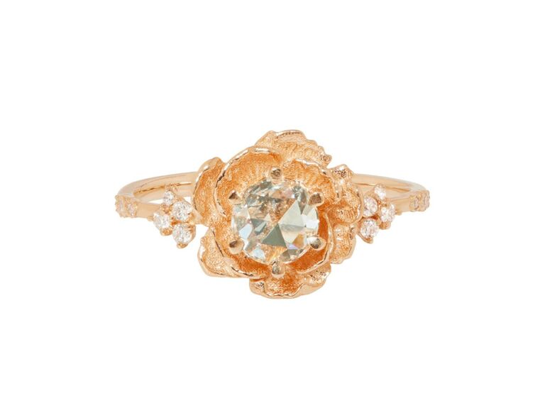 rose cut engagement ring with rose settingi
