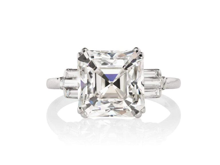 Asscher cut diamond vintage engagement ring