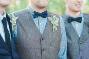 Eucalyptus Boutonniere With Vest and Bow Tie