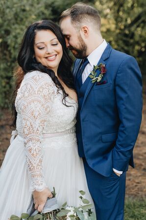 Bride in Long Sleeve Lace Dress