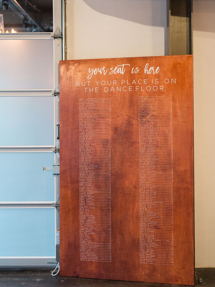 Wood Seating Chart with White Print