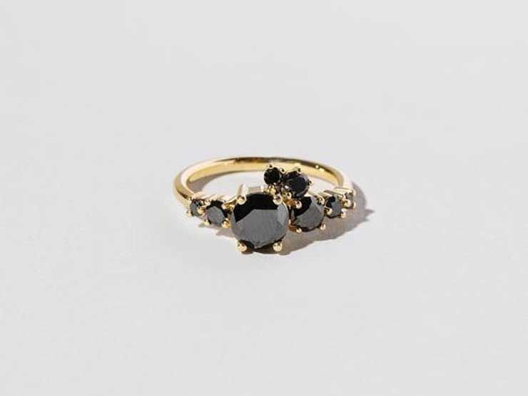 Eight-stone black diamond engagement ring