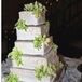 The Southern traditions continued with the inclusion of both a bride's and a groom's cake. Amy's was a five-tier square vanilla cake smothered in white buttercream frosting and decorated with chartreuse sugar orchids.