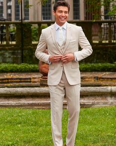 BLACKTIE SHARKSKIN Tan Wedding Suit Champagne Tuxedo