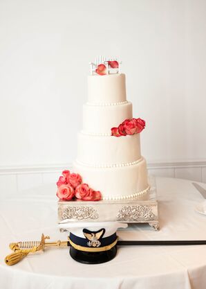 Classic White Wedding Cake with Adirondack Chair Topper