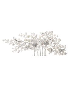 AW Bridal AW BRIDAL Wedding Hair Clip Rhinestones Hair Comb Flower Girl Bridal Hair Barrette Crystal Wedding Hair Accessories for Brides (Silver) Silver Pins, Combs + Clip