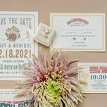 A vintage-themed save the date suite