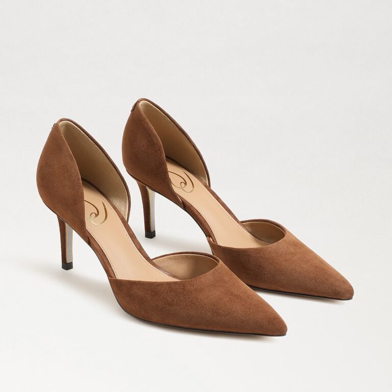 Brown suede pointed toe bridesmaid pumps from Sam Edelman