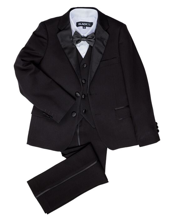 BLACKTIE "Kingston" Black Tuxedo (5-Piece Set) Flower Girl Dress and Ring Bearer Outfit - 1