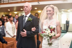 Father and Bride Walking Down Ceremonial Altar
