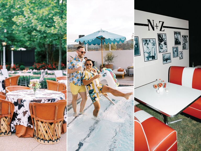 Themed wedding welcome parties, 2024 wedding decor trends