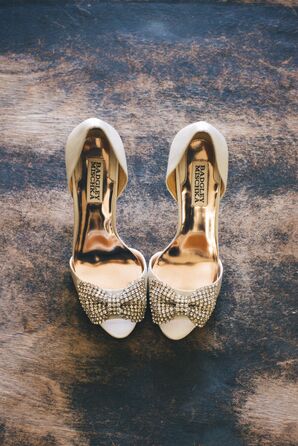 Gold Shoes with Bows, Badgley Mischka
