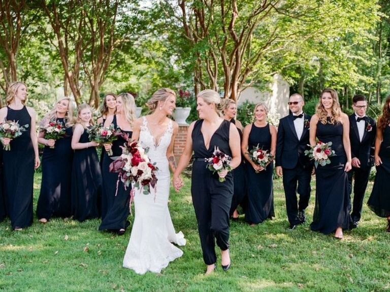 white black and green wedding