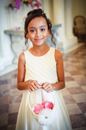 White Flower Girl Basket