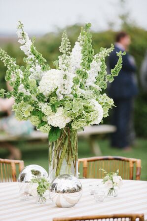 Green and White Tall Floral Centerpiece