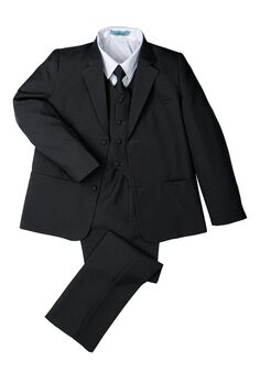 Little Tuxedos "Mason" Kids Dark Charcoal Suit (5-Piece Set) Flower Girl Dress and Ring Bearer Outfit