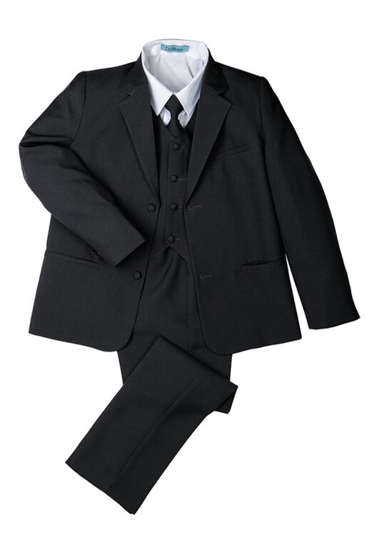 Little Tuxedos "Mason" Kids Dark Charcoal Suit (5-Piece Set) Flower Girl Dress and Ring Bearer Outfit - 2