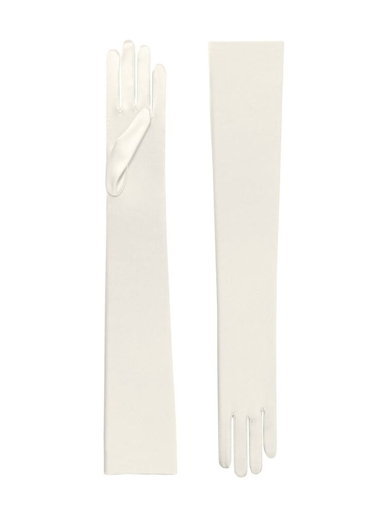 Long opera satin gloves in ivory from Cornelia James