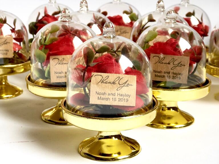etsy disney wedding favors beauty and the beast rose dome
