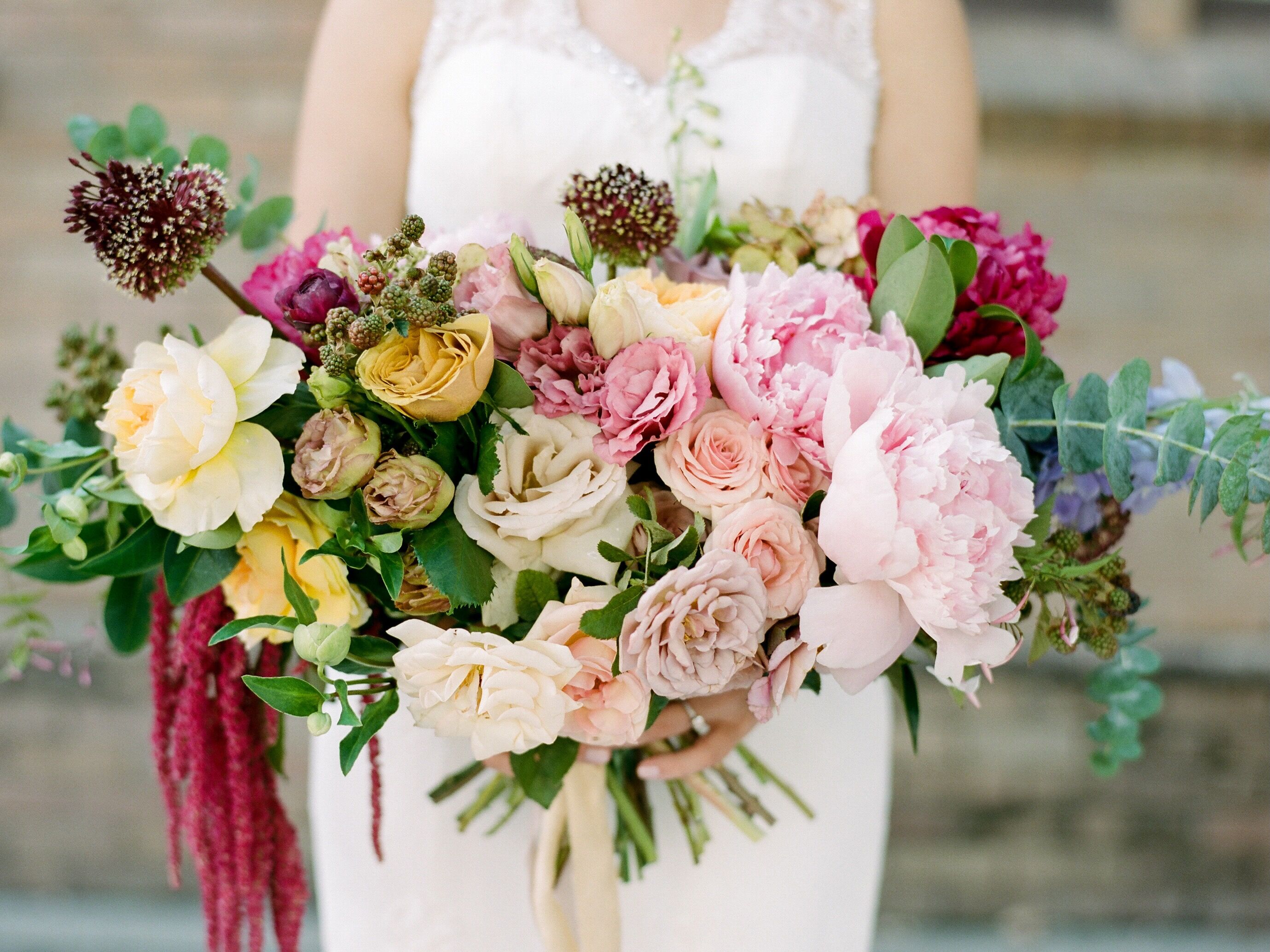 Hot Pink Pampas Grass Boho Bridal Boquet / Hot Pink Silk Flowers Fake  Flower Wedding Bouquet 